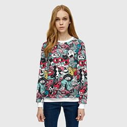 Свитшот женский Дудл животные абстракция, цвет: 3D-белый — фото 2
