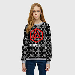 Свитшот женский Linkin park logo pattern, цвет: 3D-меланж — фото 2