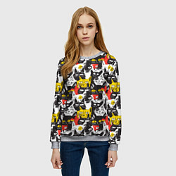 Свитшот женский Прикольные коты, цвет: 3D-меланж — фото 2