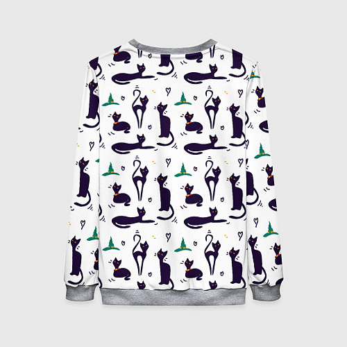 Женский свитшот Узор из черных магических кошек / 3D-Меланж – фото 2