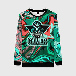 Женский свитшот Gamer - лого череп с игровым джойстиком