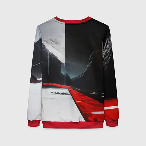 Женский свитшот Футуристичный пейзаж в стиле авангард / 3D-Красный – фото 2