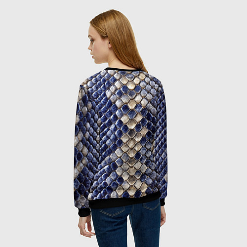 Женский свитшот Синяя и серая кожа змеи / 3D-Черный – фото 4