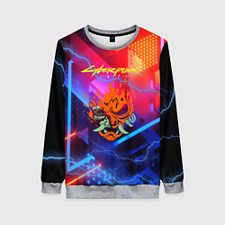 Женский свитшот Cyberpunk logo - neon geometry