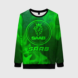 Свитшот женский Saab - green gradient, цвет: 3D-черный