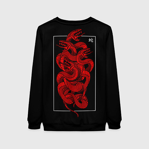 Женский свитшот Красные змеи / 3D-Черный – фото 2