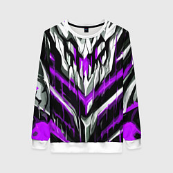 Свитшот женский Фиолетово-белые ломаные клыки, цвет: 3D-белый