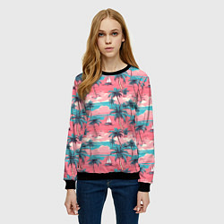 Свитшот женский Летний закат на море паттерн-текстура, цвет: 3D-черный — фото 2