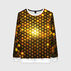Свитшот женский Металлические соты - роскошный блеск золота, цвет: 3D-белый