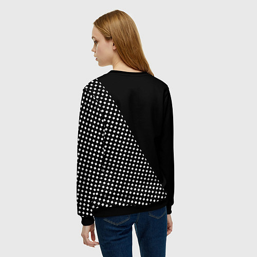 Женский свитшот Opel чёрно-белый шахматка / 3D-Черный – фото 4