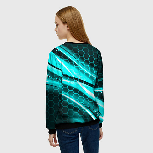 Женский свитшот Неоновая броня абстракция / 3D-Черный – фото 4