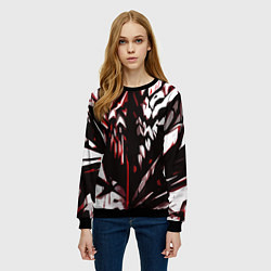 Свитшот женский White and red abstraction on a black background, цвет: 3D-черный — фото 2