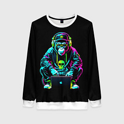 Женский свитшот Неоновая обезьяна хакер в хип хоп стиле