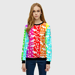 Свитшот женский Marshmello rainbow, цвет: 3D-черный — фото 2