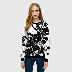 Свитшот женский Модная растительная абстракция - нейроарт, цвет: 3D-черный — фото 2