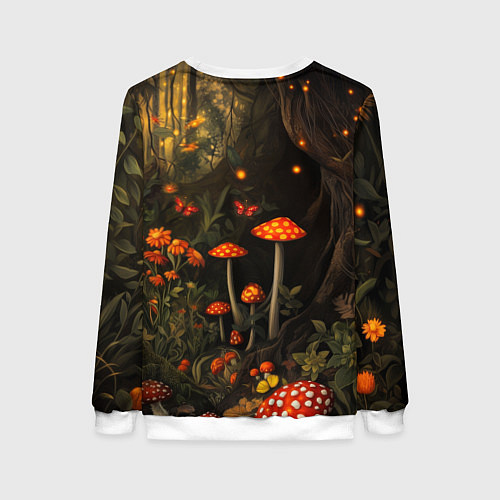 Женский свитшот Лисёнок в волшебном лесу / 3D-Белый – фото 2