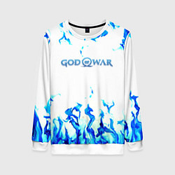 Женский свитшот God of War синий огонь