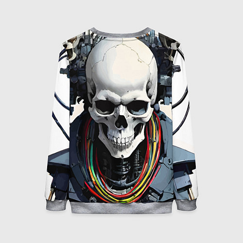 Женский свитшот Cool cyber skull - ai art fantasy / 3D-Меланж – фото 2