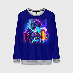 Женский свитшот Неоновый пивозавр - нейроарт фантазия