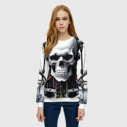 Свитшот женский Cyber skull - ai art, цвет: 3D-белый — фото 2