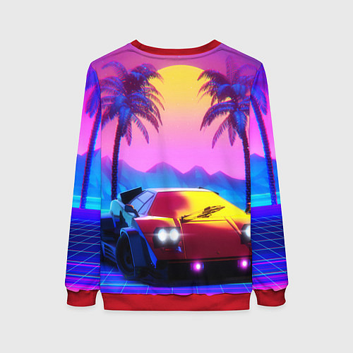 Женский свитшот Vice city retro wave Lambo / 3D-Красный – фото 2