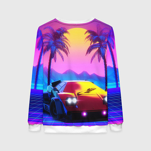 Женский свитшот Vice city retro wave Lambo / 3D-Белый – фото 2