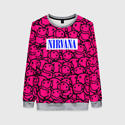 Свитшот женский Nirvana pink logo, цвет: 3D-меланж