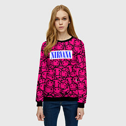 Свитшот женский Nirvana pink logo, цвет: 3D-черный — фото 2