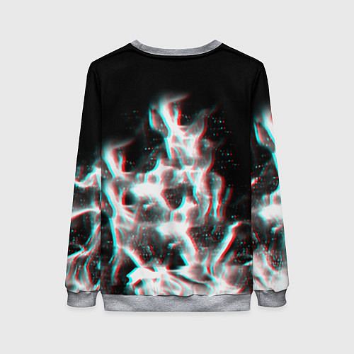 Женский свитшот Огонь глитч текстура / 3D-Меланж – фото 2