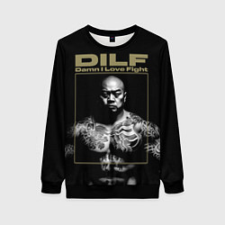 Свитшот женский DILF - damn I love fights, цвет: 3D-черный