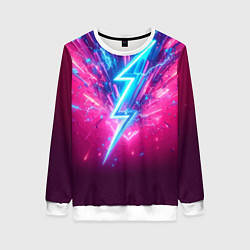 Женский свитшот Неоновая молния - нейроарт фантазия