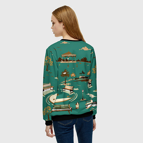Женский свитшот Осенний городской парк / 3D-Черный – фото 4