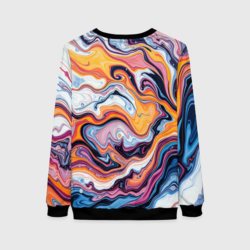 Женский свитшот Жидкие разноцветные краски / 3D-Черный – фото 2