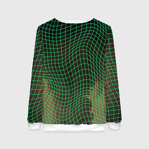 Женский свитшот Тыквенный Джек в неоновой сетке / 3D-Белый – фото 2