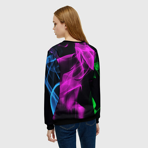 Женский свитшот Неоновый огненный дым / 3D-Черный – фото 4