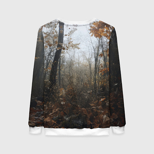 Женский свитшот Лис в осеннем лесу / 3D-Белый – фото 2