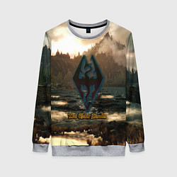 Свитшот женский Skyrim logo природа, цвет: 3D-меланж