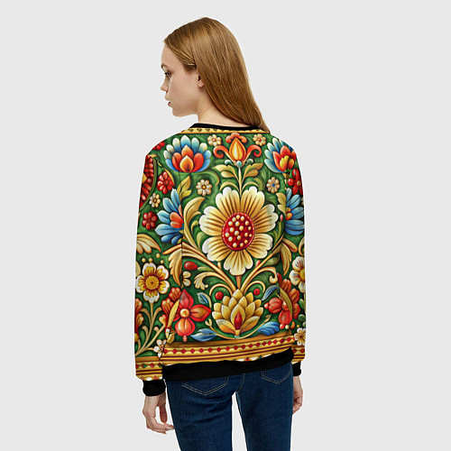 Женский свитшот Стиль советского ковра узоры и орнамент / 3D-Черный – фото 4