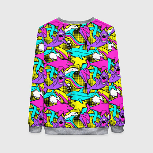 Женский свитшот Цветные акулы паттерн / 3D-Меланж – фото 2