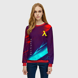 Свитшот женский Half life stripes neon, цвет: 3D-красный — фото 2