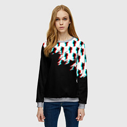 Свитшот женский Billie Eilish pattern glitch, цвет: 3D-меланж — фото 2