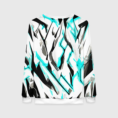 Женский свитшот Чёрно-голубые агрессивные полосы на белом фоне / 3D-Белый – фото 2