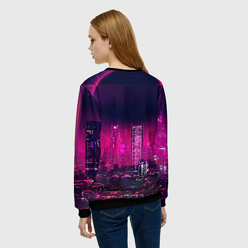 Женский свитшот DJ monkey - Neon city / 3D-Черный – фото 4
