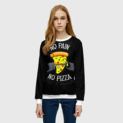 Свитшот женский No pain - no pizza, цвет: 3D-белый — фото 2