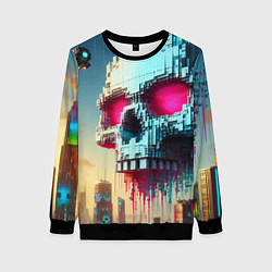 Свитшот женский Cool pixel skull - ai art fantasy, цвет: 3D-черный