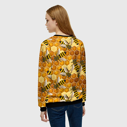 Женский свитшот Пчелиный цветной паттерн / 3D-Черный – фото 4