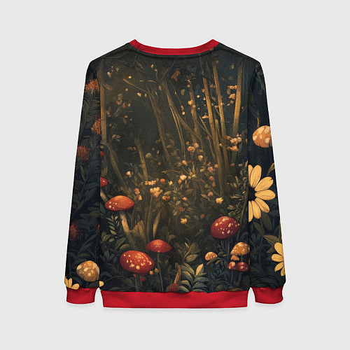 Женский свитшот Красная панда в лесной чаще - милая / 3D-Красный – фото 2