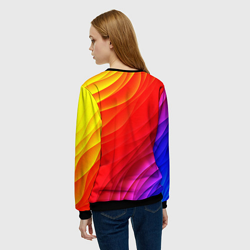 Женский свитшот Абстрактные волны текстура / 3D-Черный – фото 4