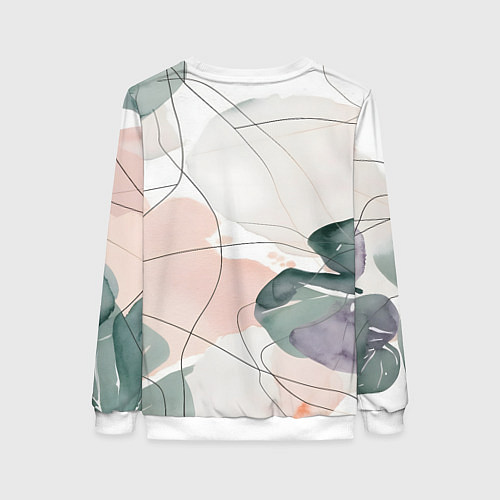 Женский свитшот Акварельные листья светлые / 3D-Белый – фото 2