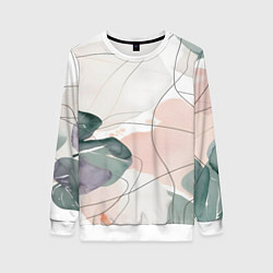 Женский свитшот Акварельные листья светлые